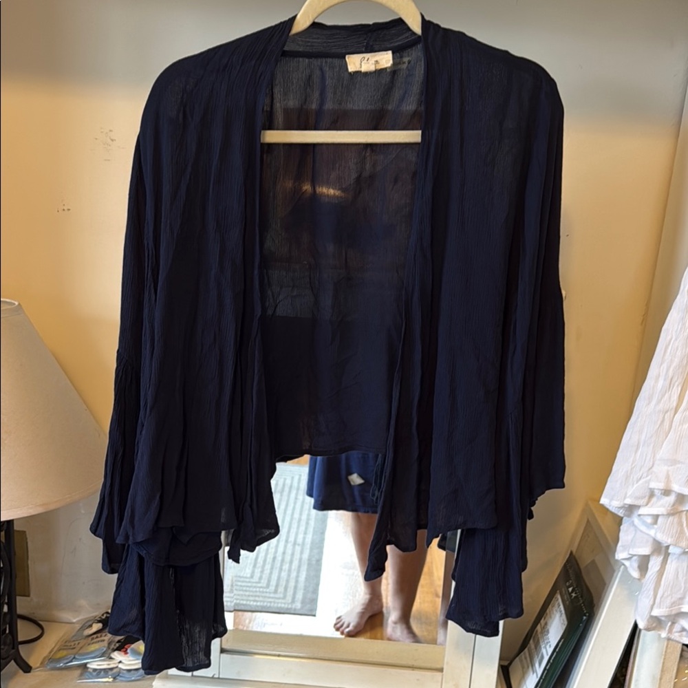 Navy Blue Open Front Cardigan